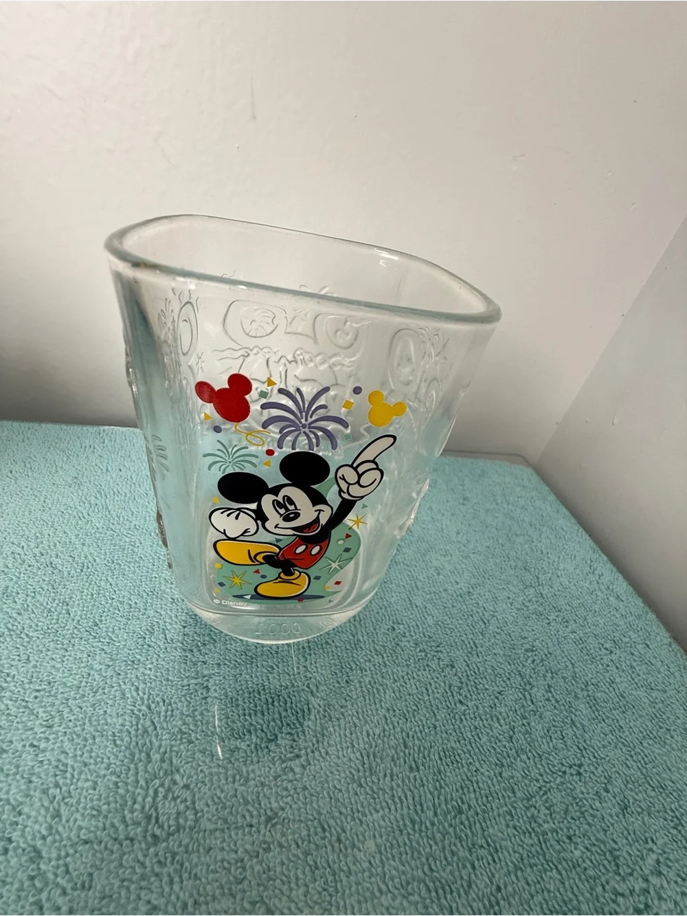 2000 Disney Multicolor Mickey Mouse Clear Glass Tumblers - Set of 4